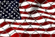 Crisis en la frontera frontera y bandera
